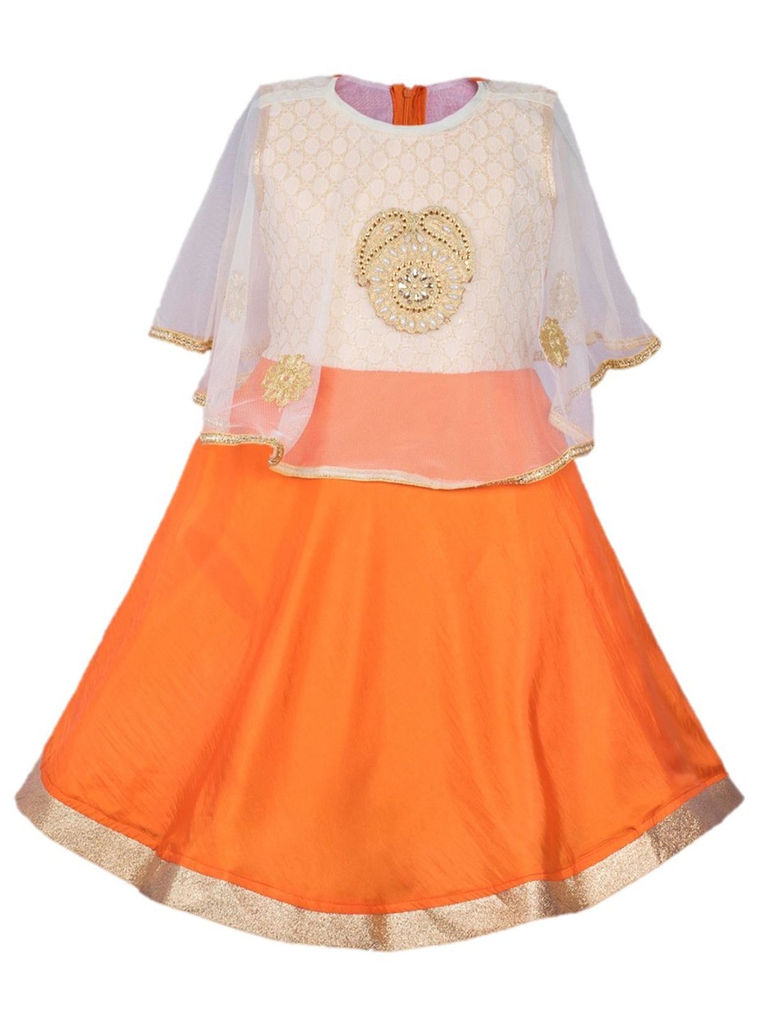 

BAESD Girls Embellished Fit & Flare Knee Length Dress, Orange