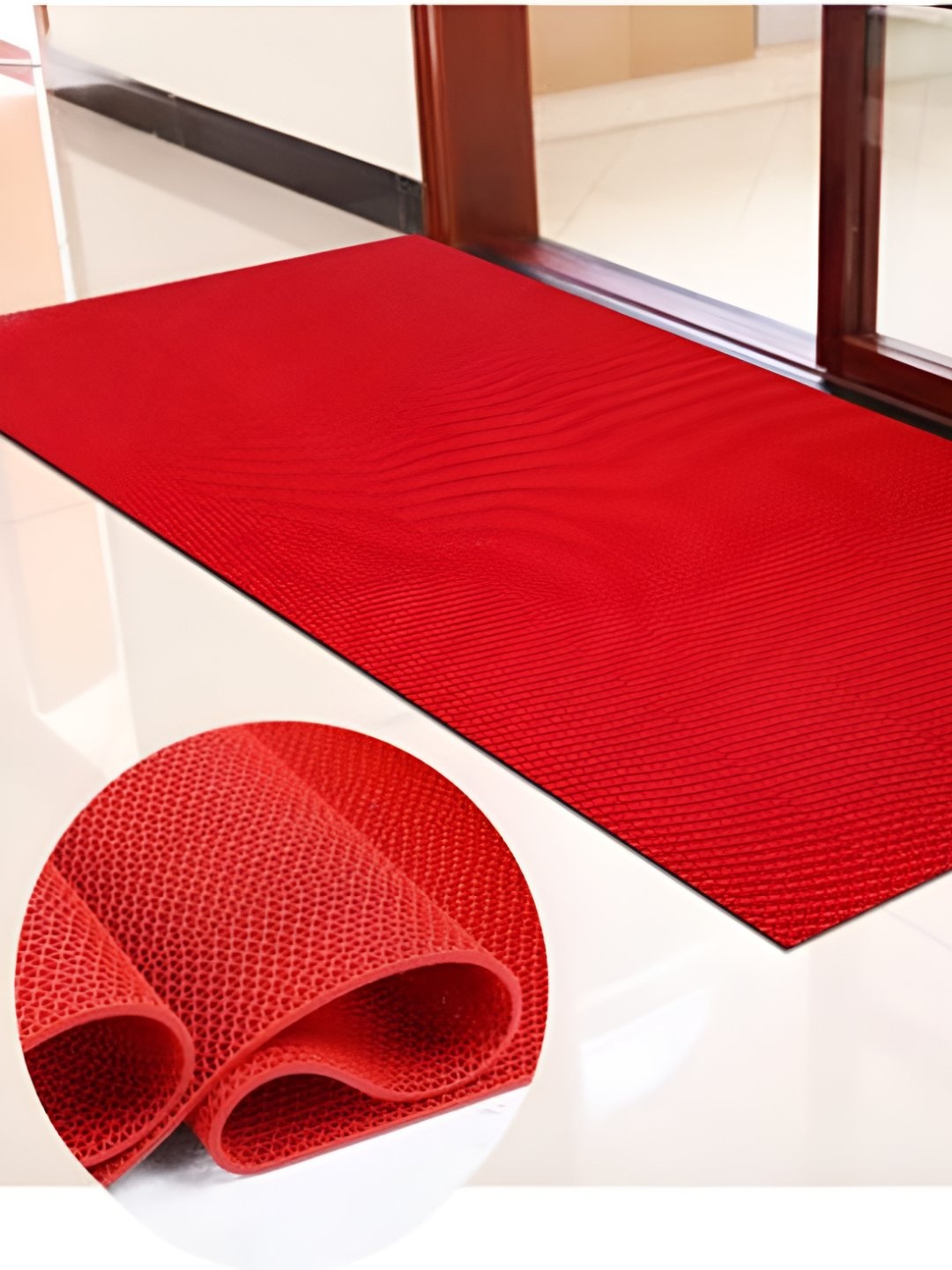 

AaHo Decor Red Textured Geometric Anti-Slip Floor Runner