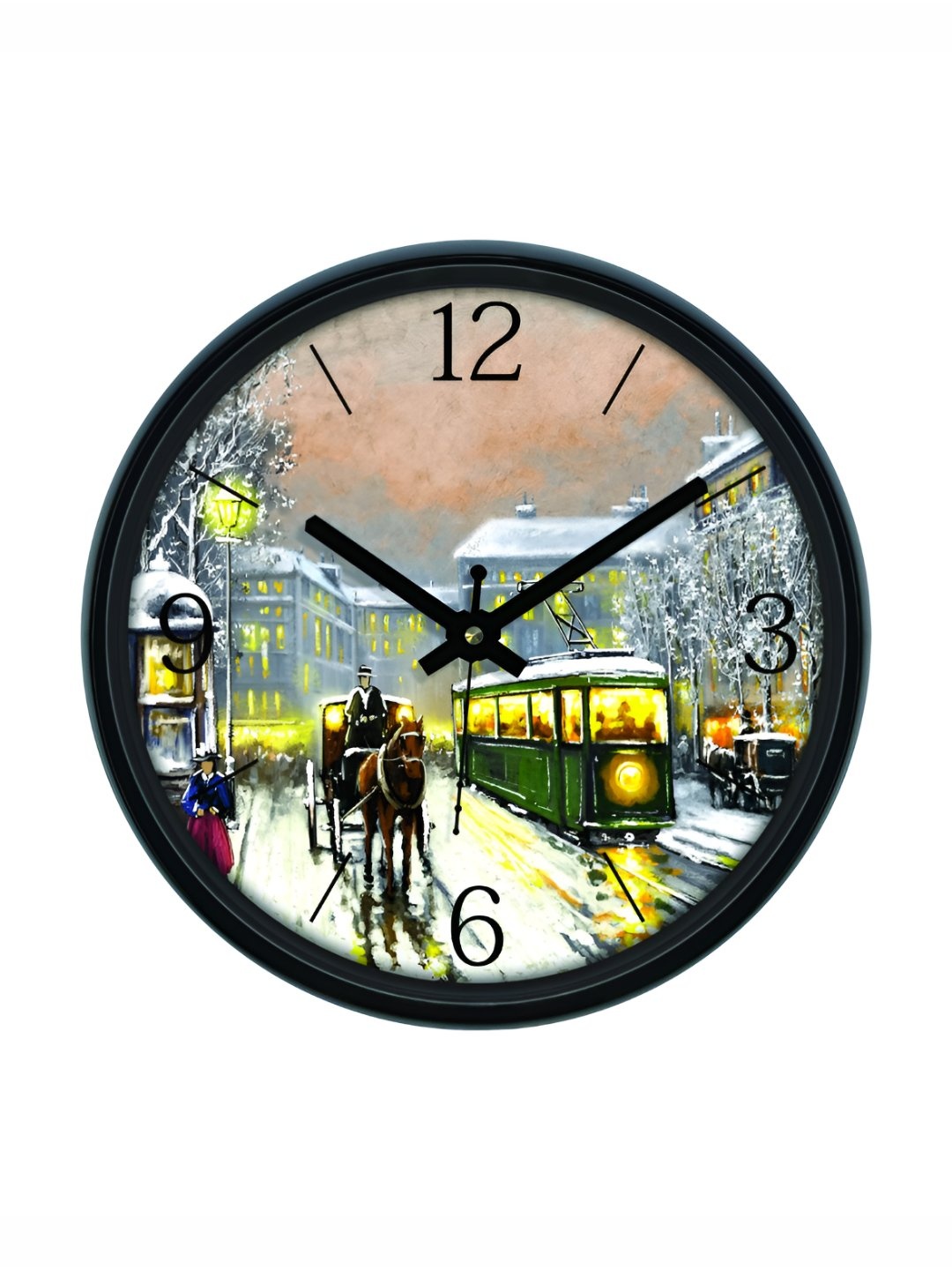 

RANDOM Printed Round Shaped Sweep Silent Movement Contemporary Wall Clock, Black