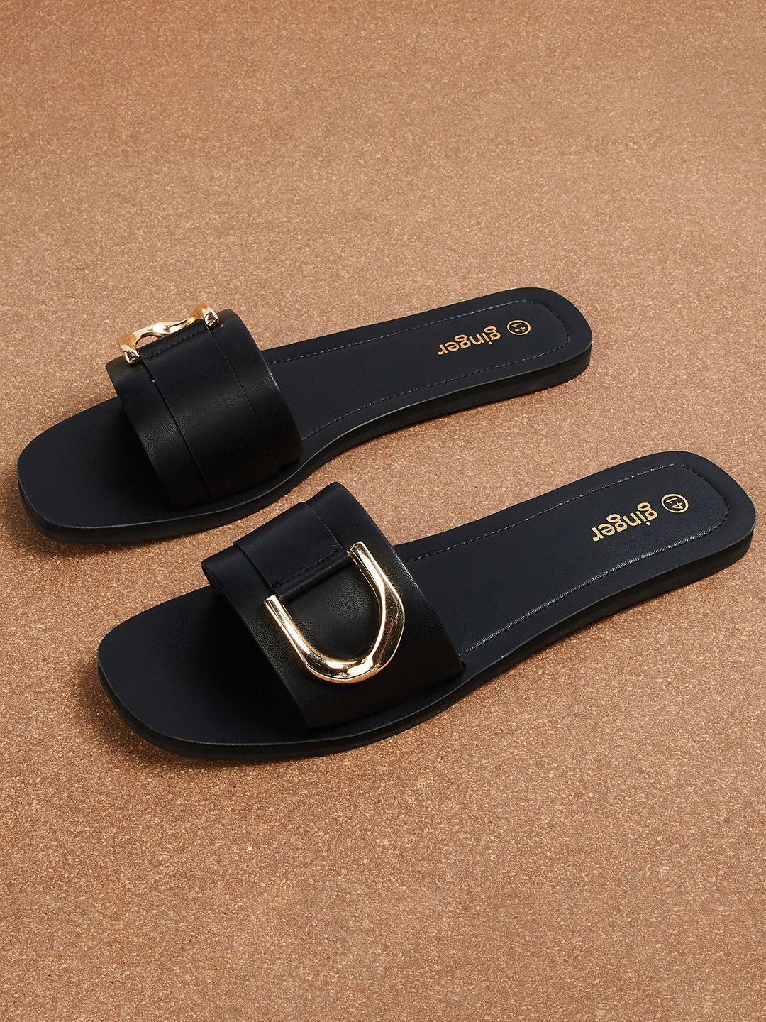

CODE by Lifestyle Women Solid Open Toe Flats, Black