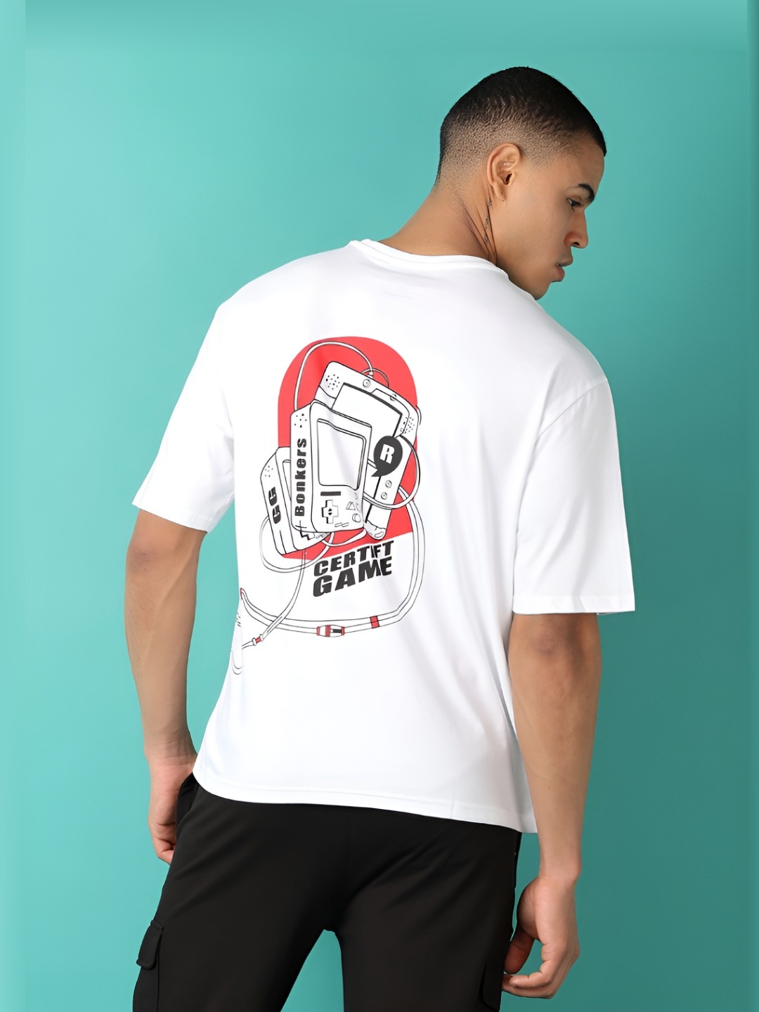 

V-Mart Men Graphic Printed Round Neck Cotton Relaxed Fit T-shirt, White
