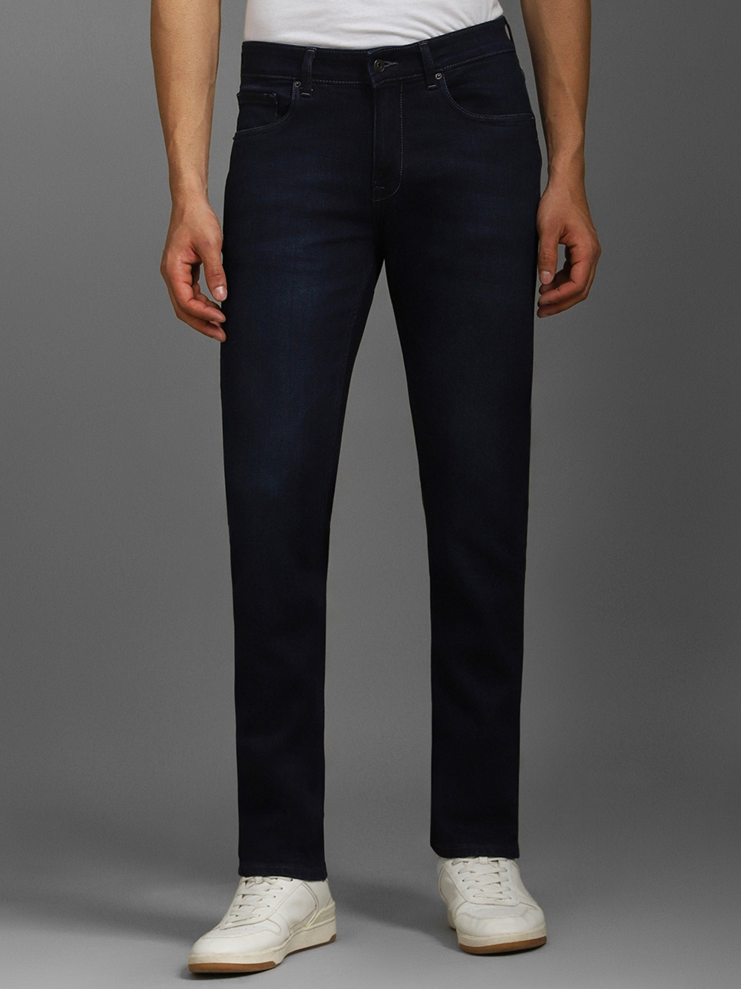 

Louis Philippe Jeans Men Solid Slim Fit Cotton Jeans, Navy blue
