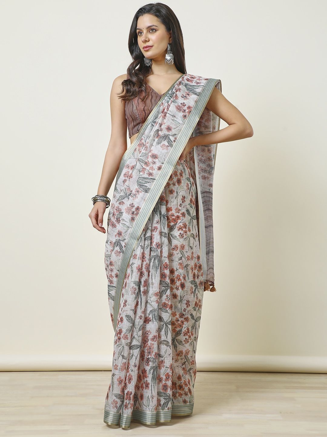 

Soch Floral Kota Saree, Beige