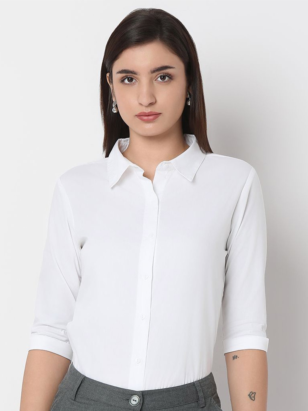 

NOT SO PINK Women Premium Slim Fit Opaque Formal Shirt, White