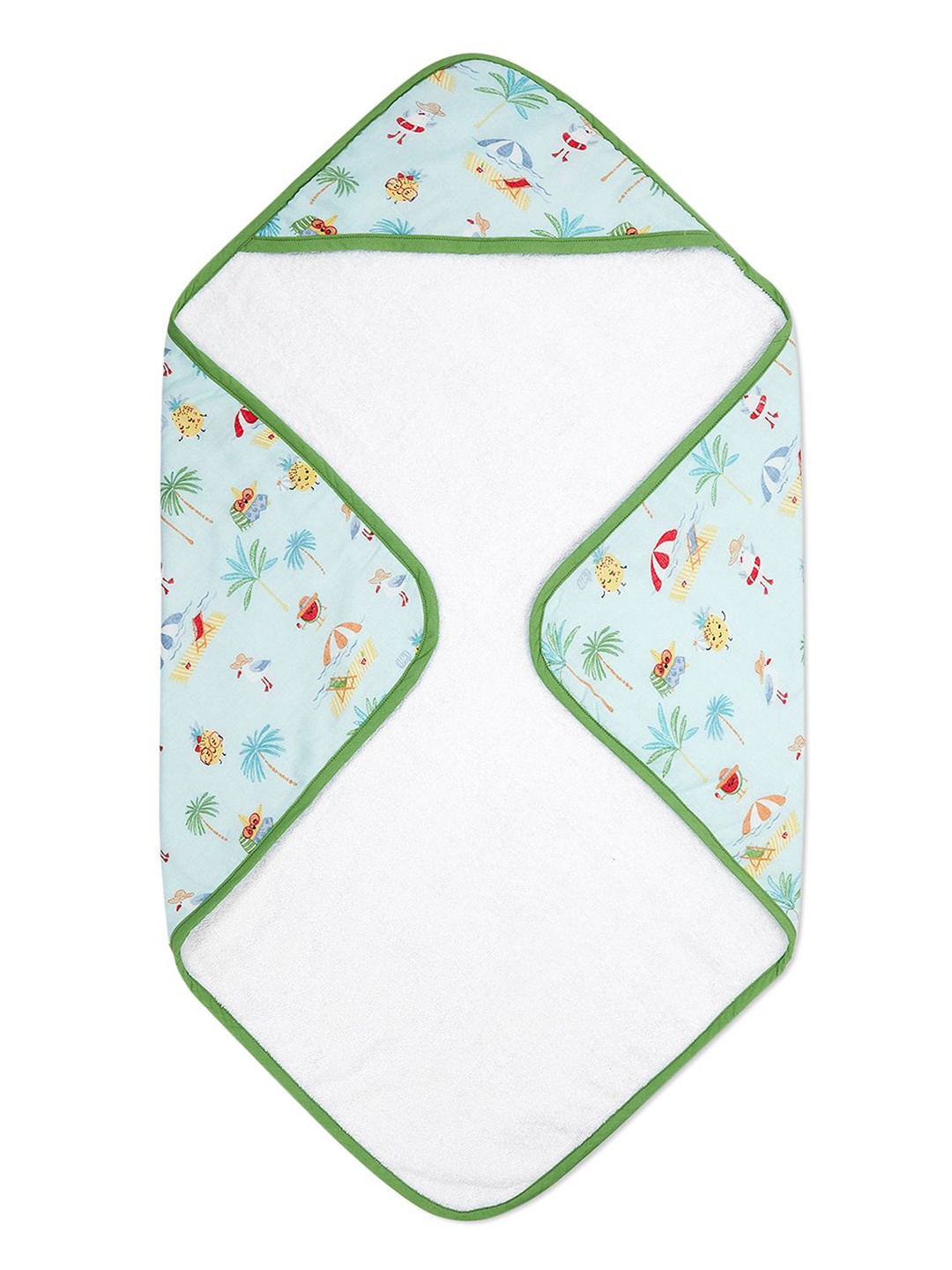 

haus & kinder Green & White Printed 550 GSM Terry Cotton Bath Towel
