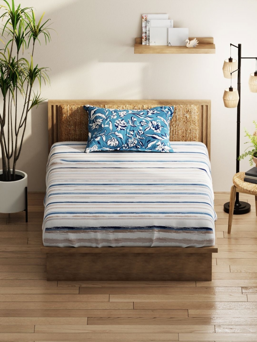

KOPA Classic Grey Striped 152 TC Queen Bedsheet with 2 Pillow Covers 1.50 m X 2.18 m