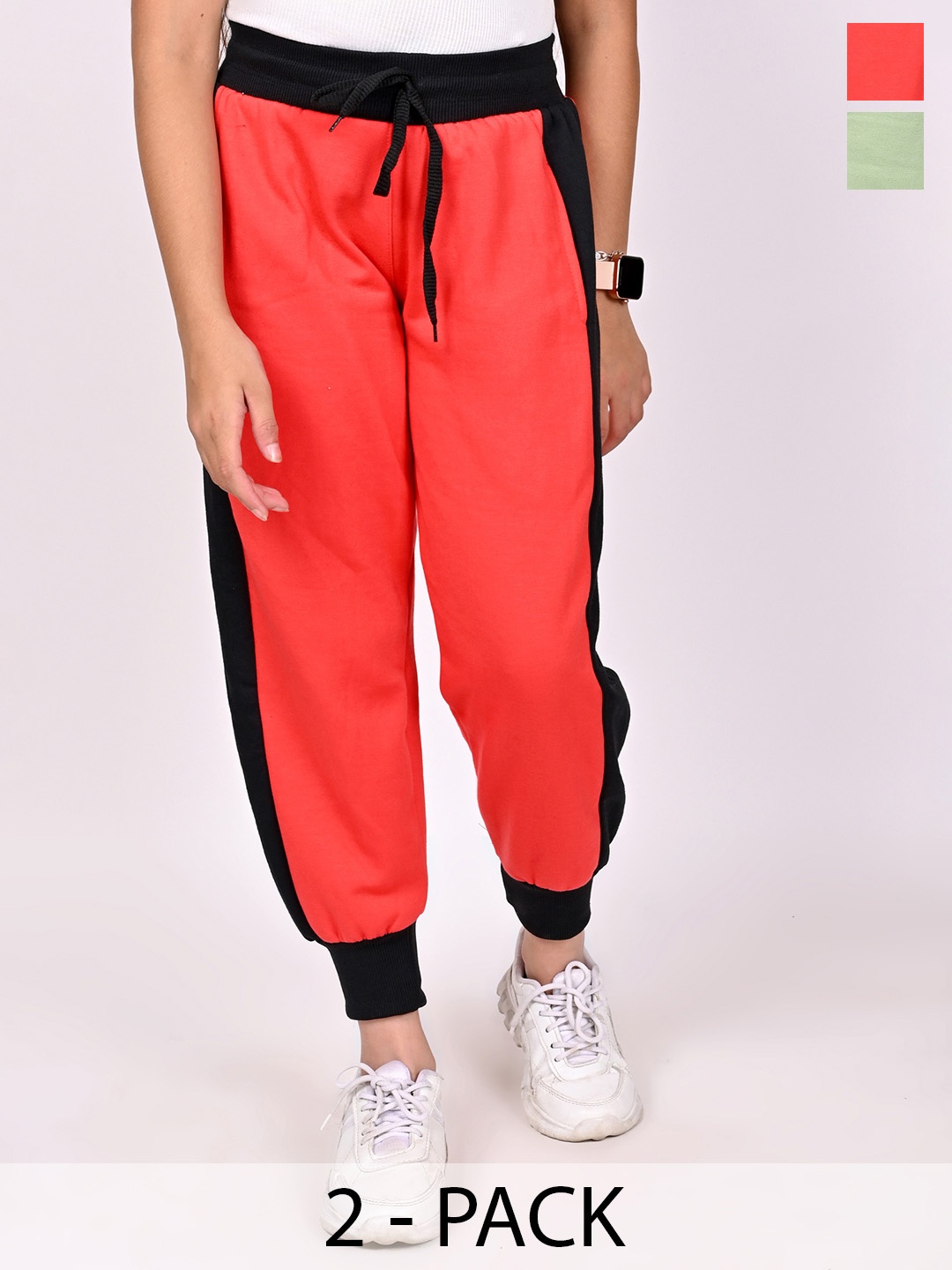 

BAESD Girls Pack Of 2 Regular Fit Joggers, Red