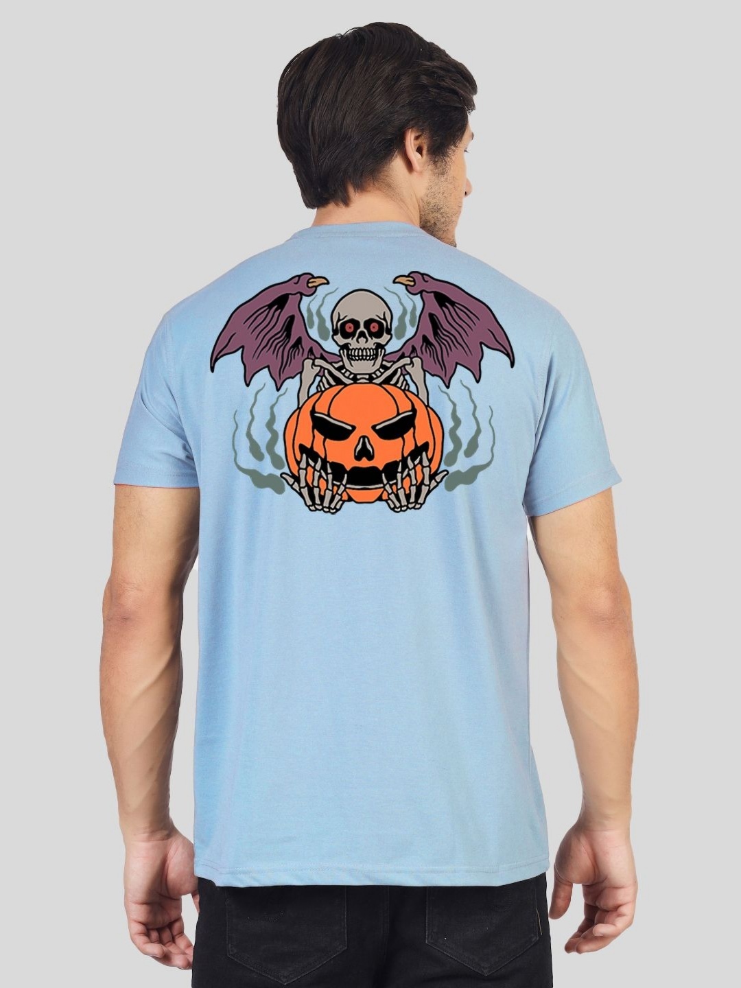

Greylongg Men Graphic Printed Round Neck Cotton T-shirt, Blue