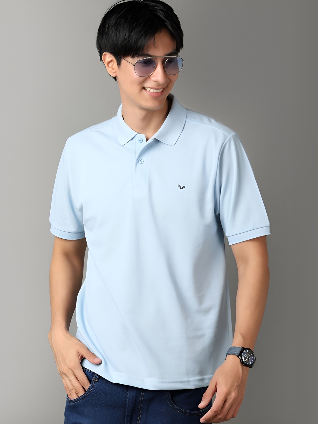 

V-Mart Men Solid Polo Collar Cotton T-shirt, Blue