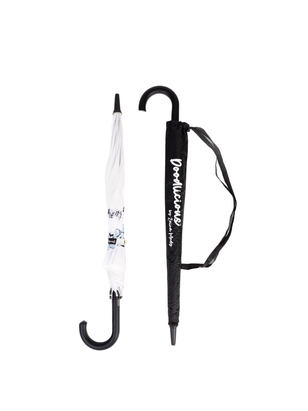 

Doodlicious Semi Automatic Non Foldable Self Design Umbrellas, White