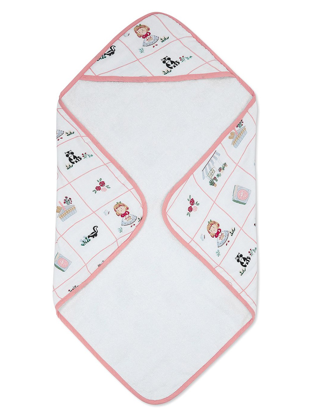 

haus & kinder Pink & White Printed 550 GSM Terry Cotton Bath Towel