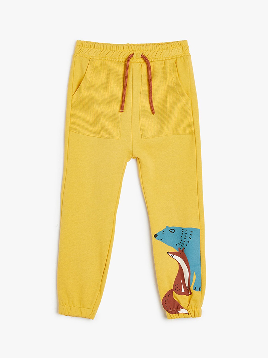 

Koton Boys Printed Mid-Rise Regular Fit Jogger Track Pants, Yellow