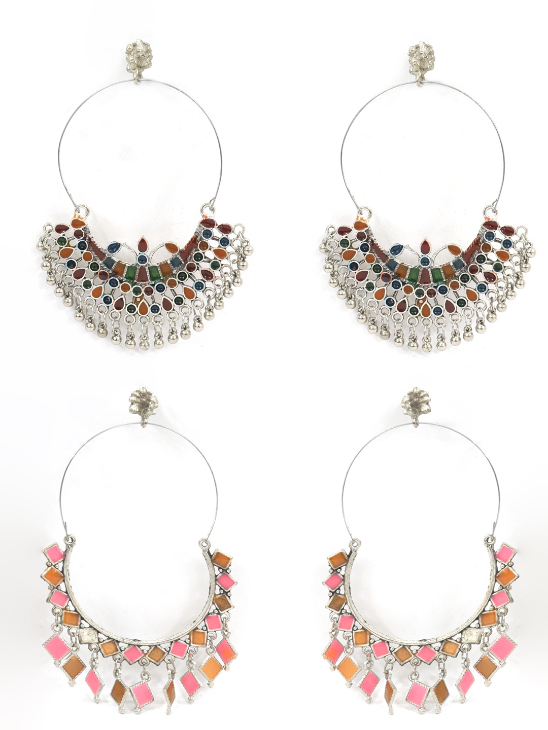 

Krelin Set Of 2 Sterling Silver Classic Oxidised Drop Earrings