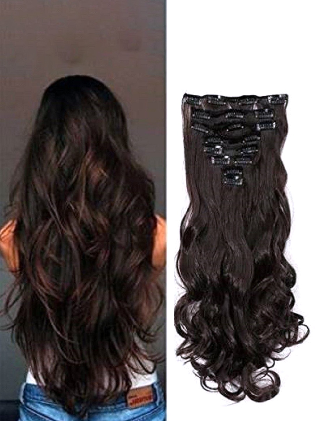 

HAVEREAM Clip In Locks Beaded Wavy Hair Extension - Black - 24 Inch