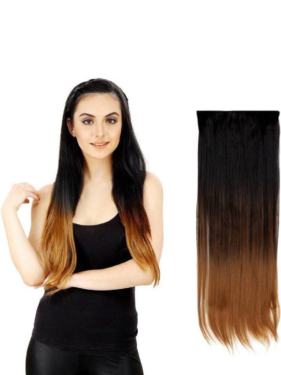 

HAVEREAM Clip-In Locks Straight Hair Extension - Half Golden - 20 Inch, Gold