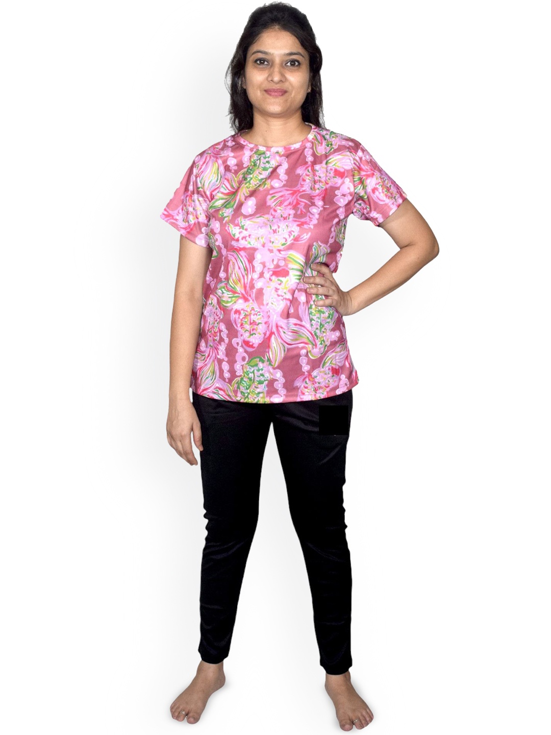 

Aqua Holic Women Floral Printed Round Neck Swimwear Suit, Pink