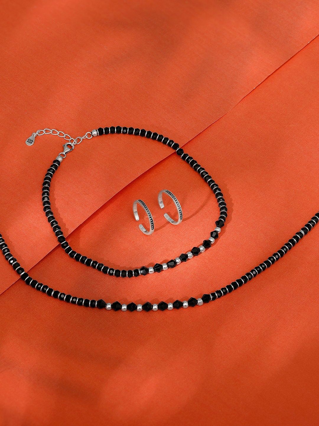 

GIVA 925 Sterling Silver Oxidized Beaded Shakuntala Jewellery Set