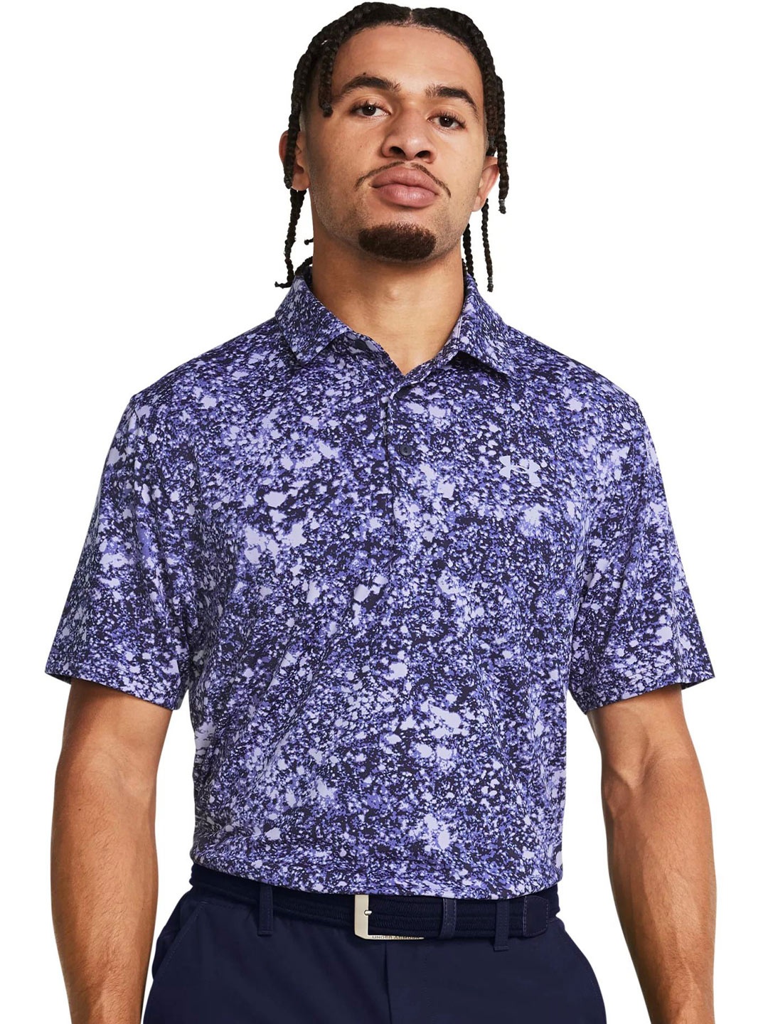 

UNDER ARMOUR Men Abstract Printed Polo Collar T-shirt, Blue