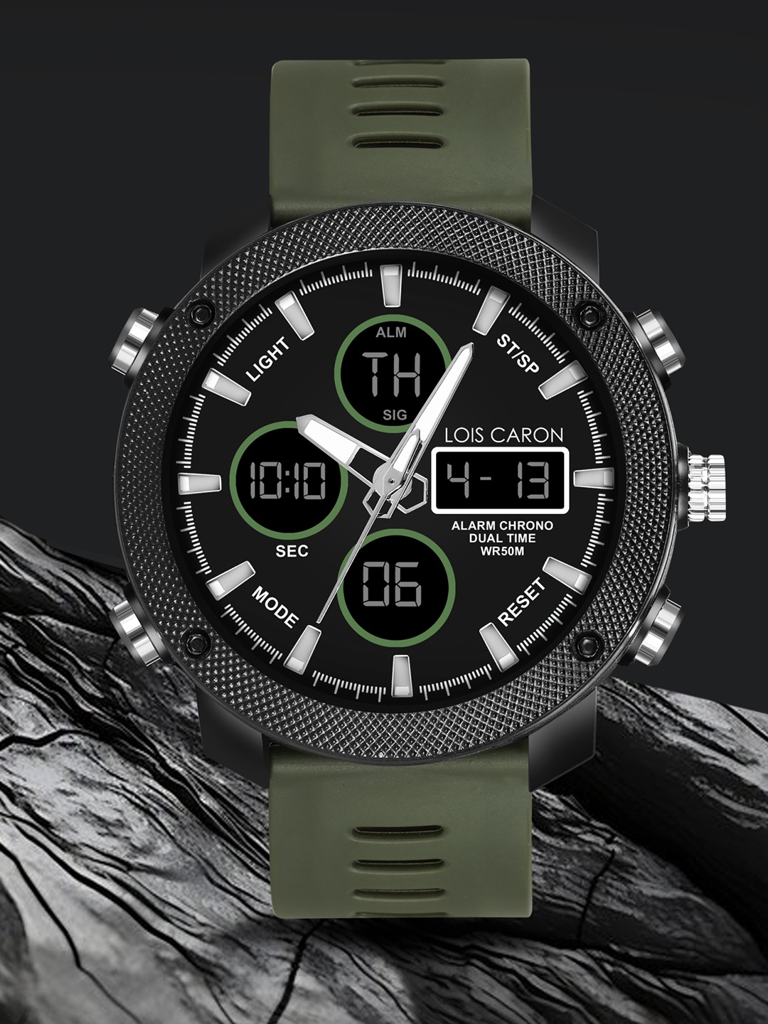 

LOIS CARON Men Dial Analogue and Digital Watch LCDA8009, Olive