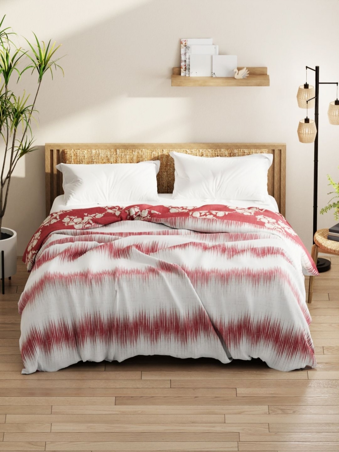 

KOPA Pink & White Abstract Printed Microfiber AC Room 120 GSM Double Bed Comforter