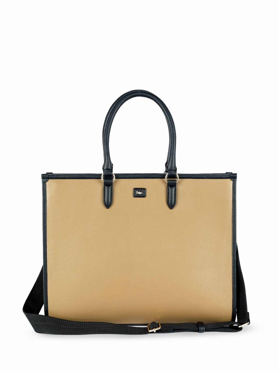 

HIE Women Textured Up to 16 inch Laptop Tote Bag, Beige