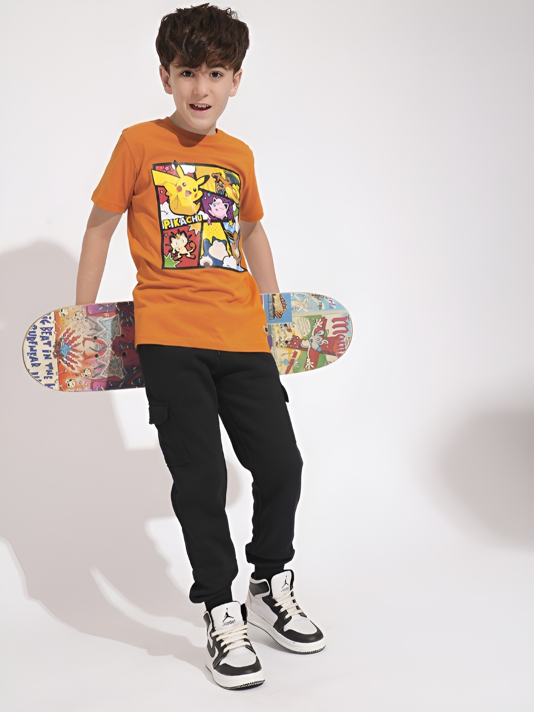 

Jack & Jones Junior Boys Graphic Printed Round Neck Cotton T-shirt, Orange