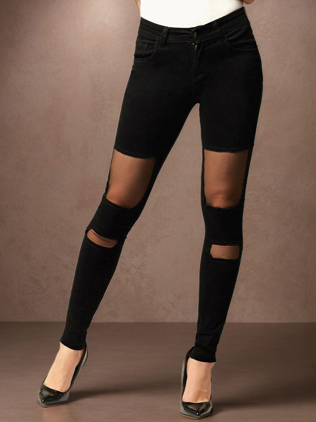 

Miss Chase Women Slim Fit High-Rise Stretchable Jeans, Black