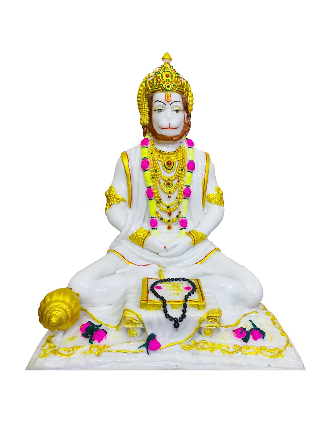 

krishnagallery1 White & Gold Toned Marble Hanuman Ji Decorative Showpiece