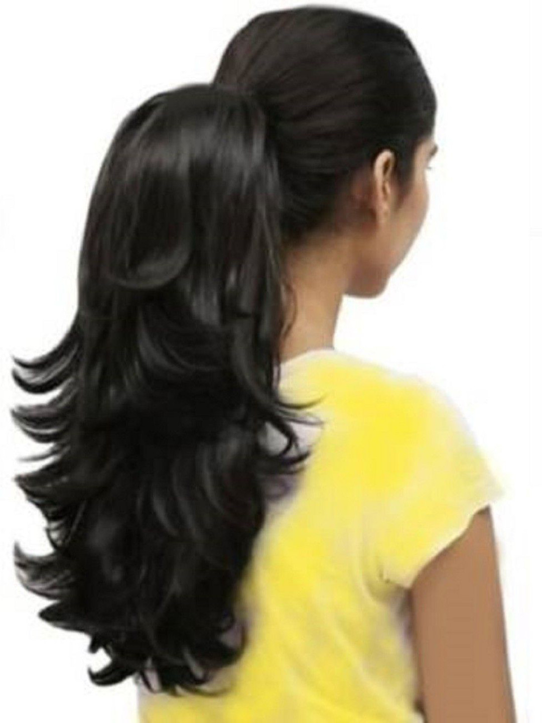 

ABRISH Clip-In Wavy Ponytail Hair Extension - Black - 24 Inch