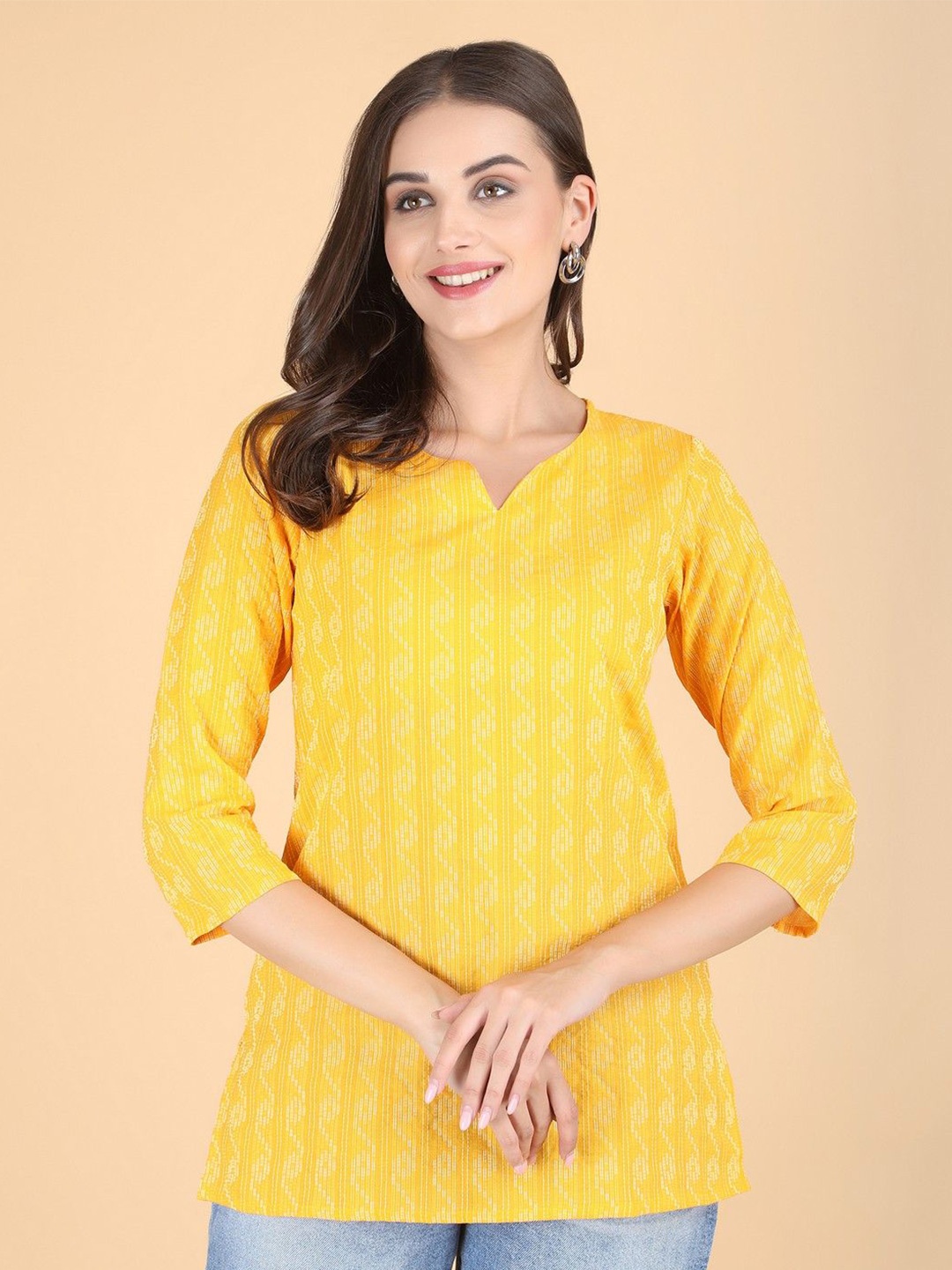 

PIDAVLIYA'S Women Ethnic Motifs Printed Cotton Kurti, Yellow