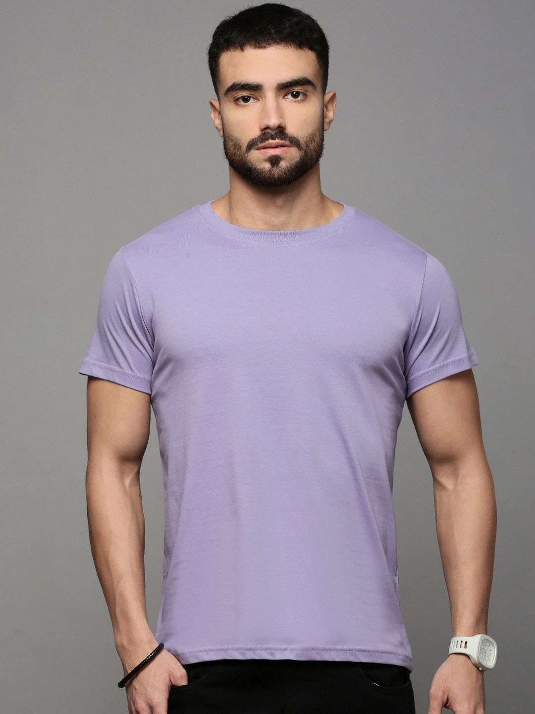 

The Roadster Lifestyle Co Round Neck Short Sleeve Lounge T-Shirts, Purple