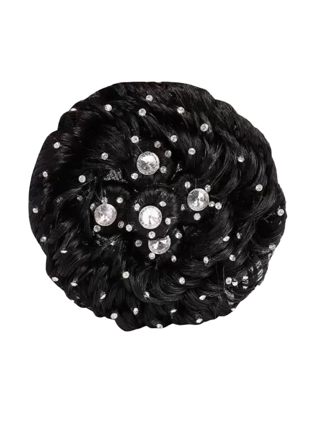 

HAVEREAM Clip-In Stone & Beads Studded Bun Hair Extension - Black - 10 Inch