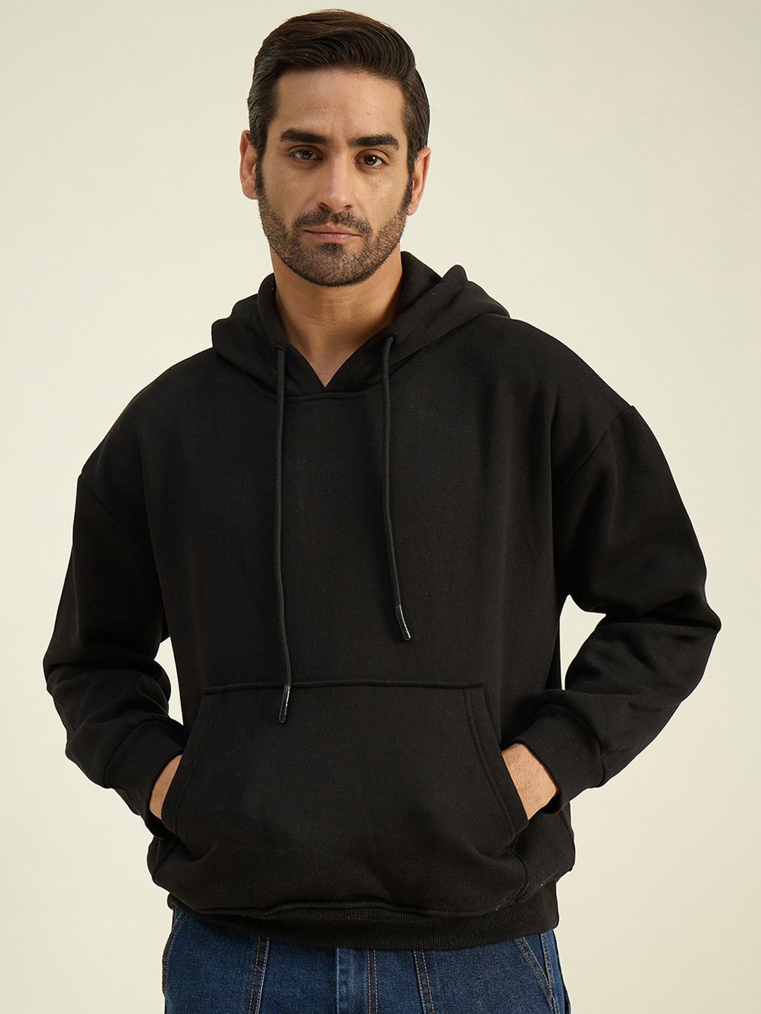 

COLOR CAPITAL Unisex Solid Hood Cotton Pullover Sweatshirt, Black