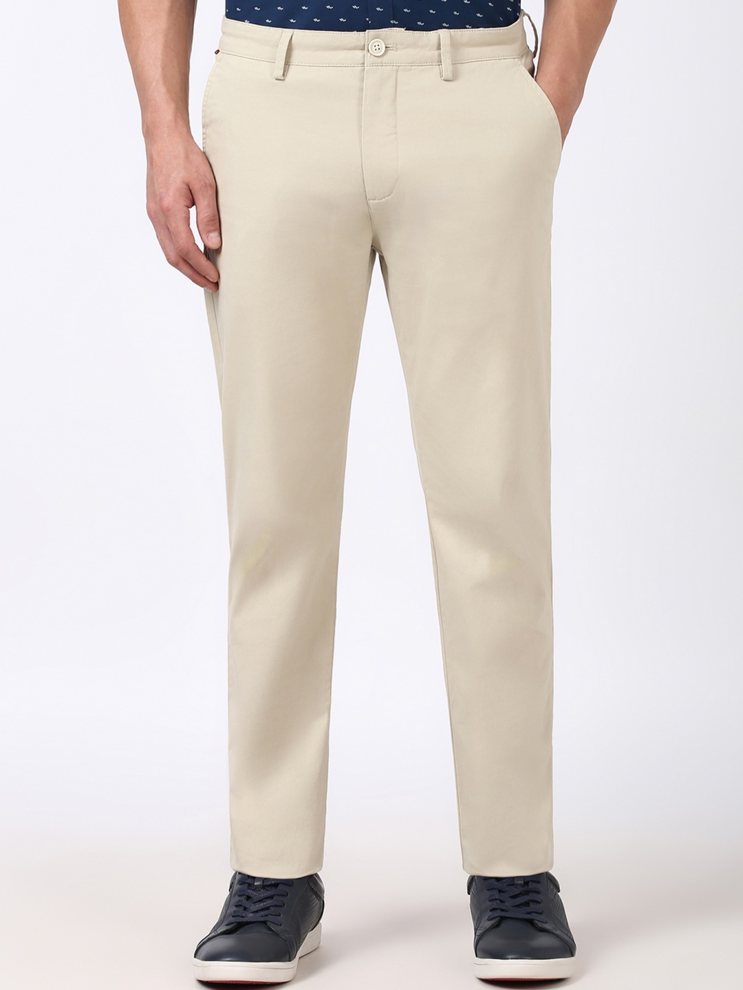 

Peter England Casuals Men Super Slim Fit Trousers, Beige