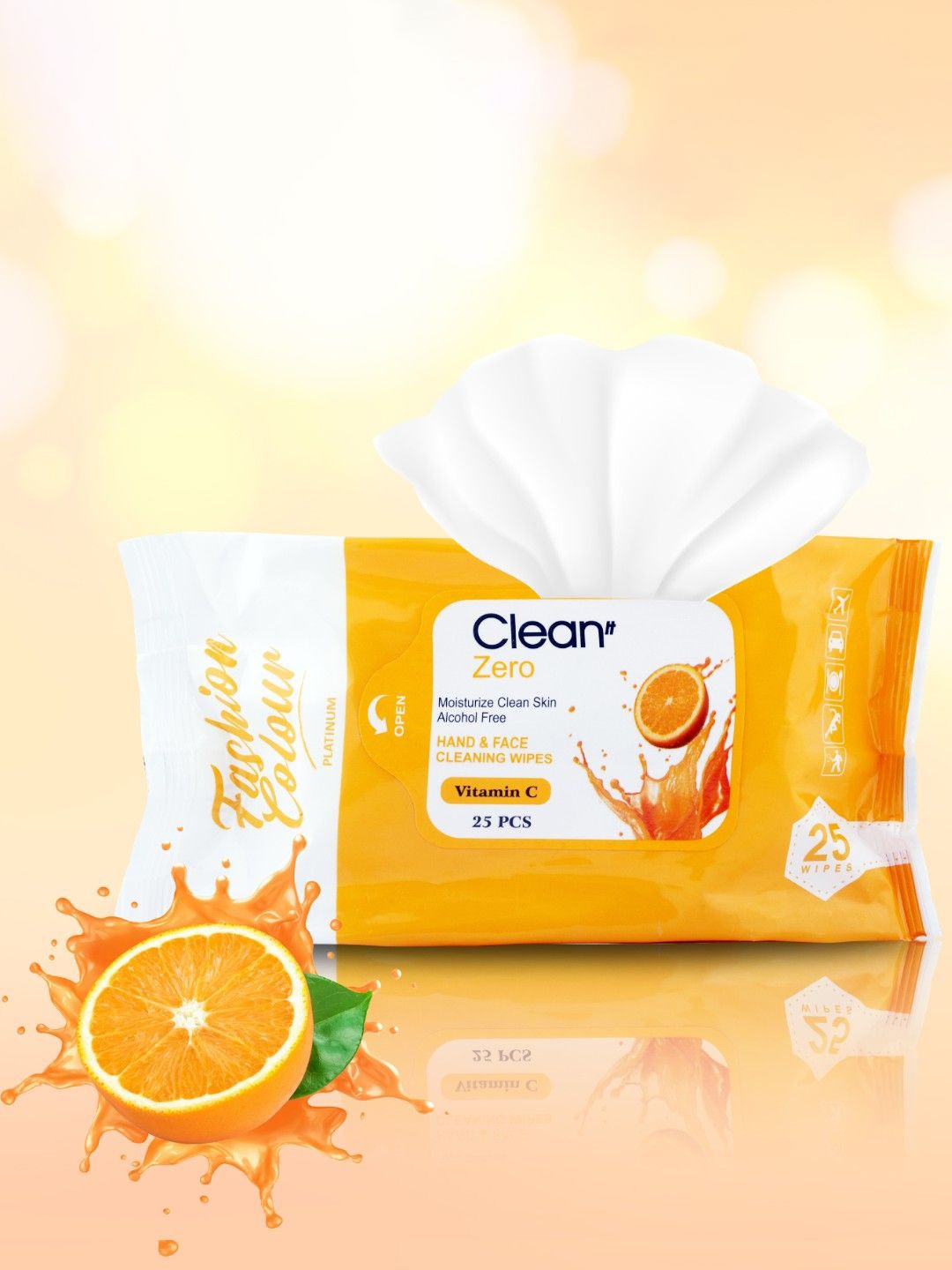 

Fashion Colour Platinum Clean It Zero Vitamin C Cleaning Wipes - 25 Pcs, White