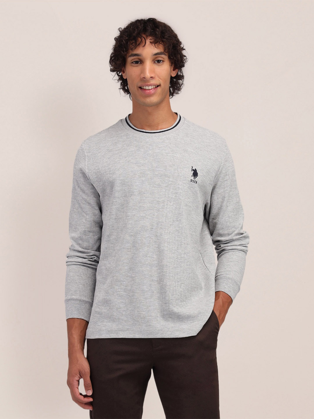 

U.S. Polo Assn. Round Neck Slim Fit T-shirt, Grey