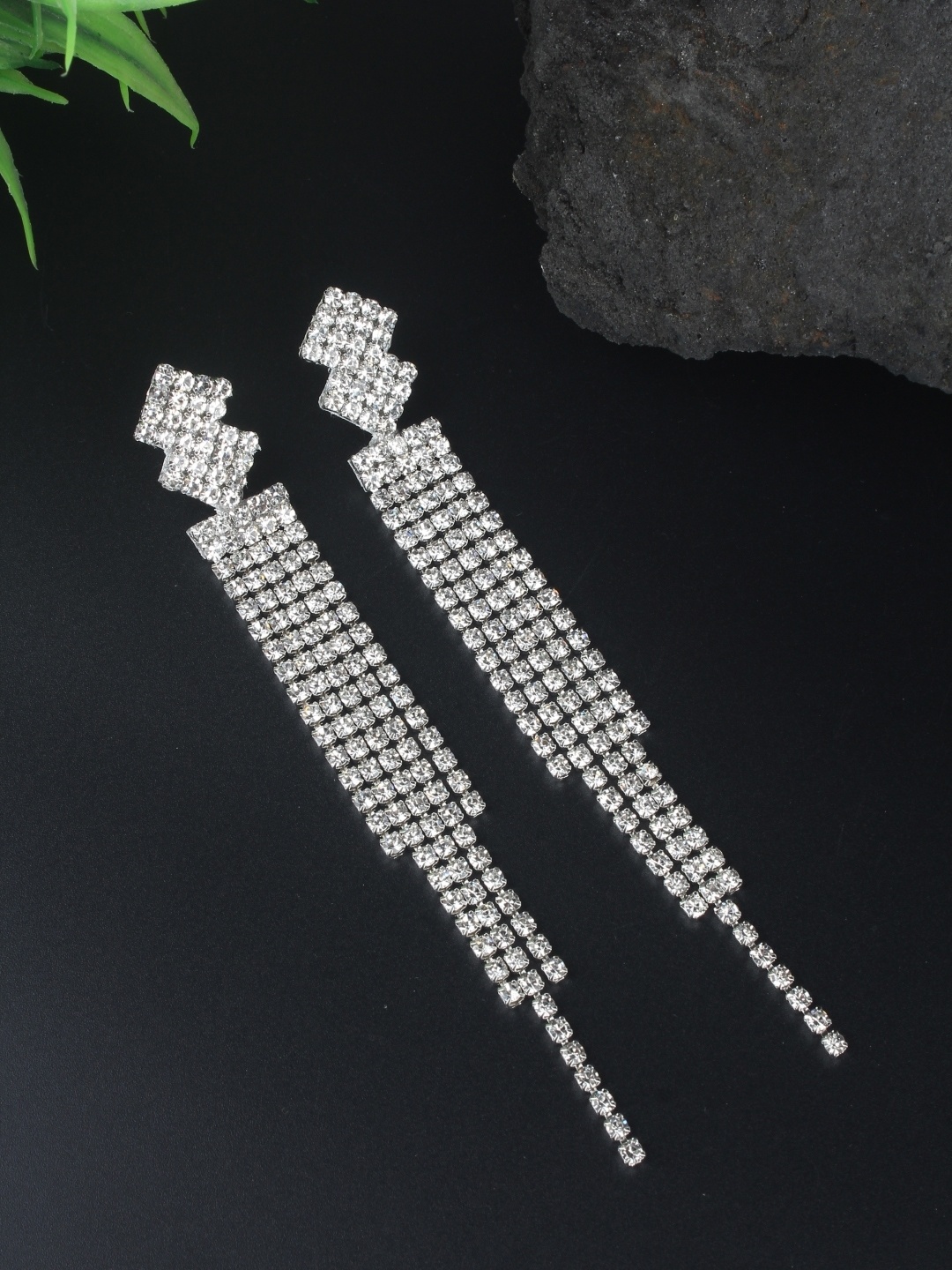 

KPOP Contemporary Drop Earrings, Silver