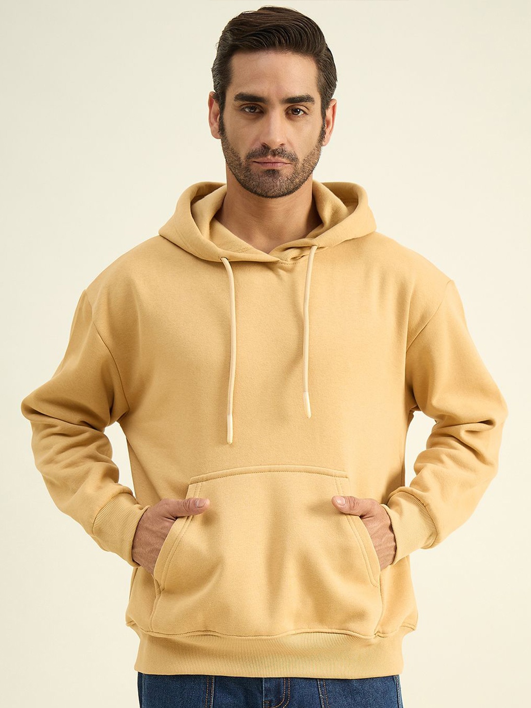 

COLOR CAPITAL Unisex Pack Of 2 Solid Hood Cotton Pullover Sweatshirts, Yellow