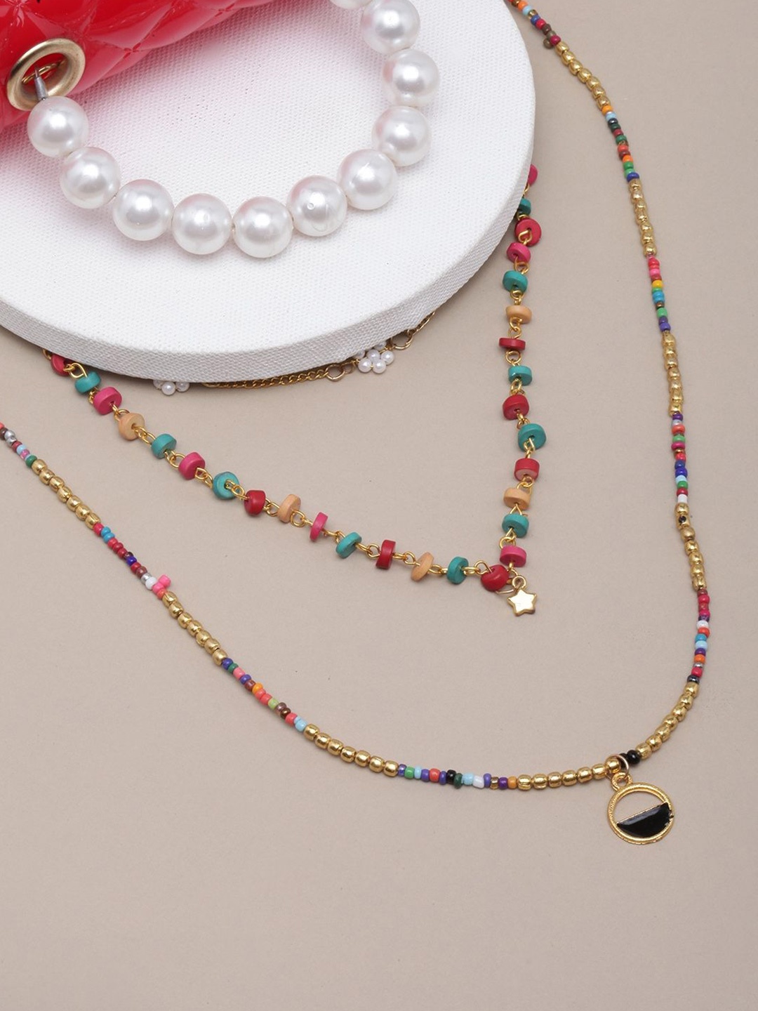 

KPOP Gold-Plated Layered Beaded Necklace