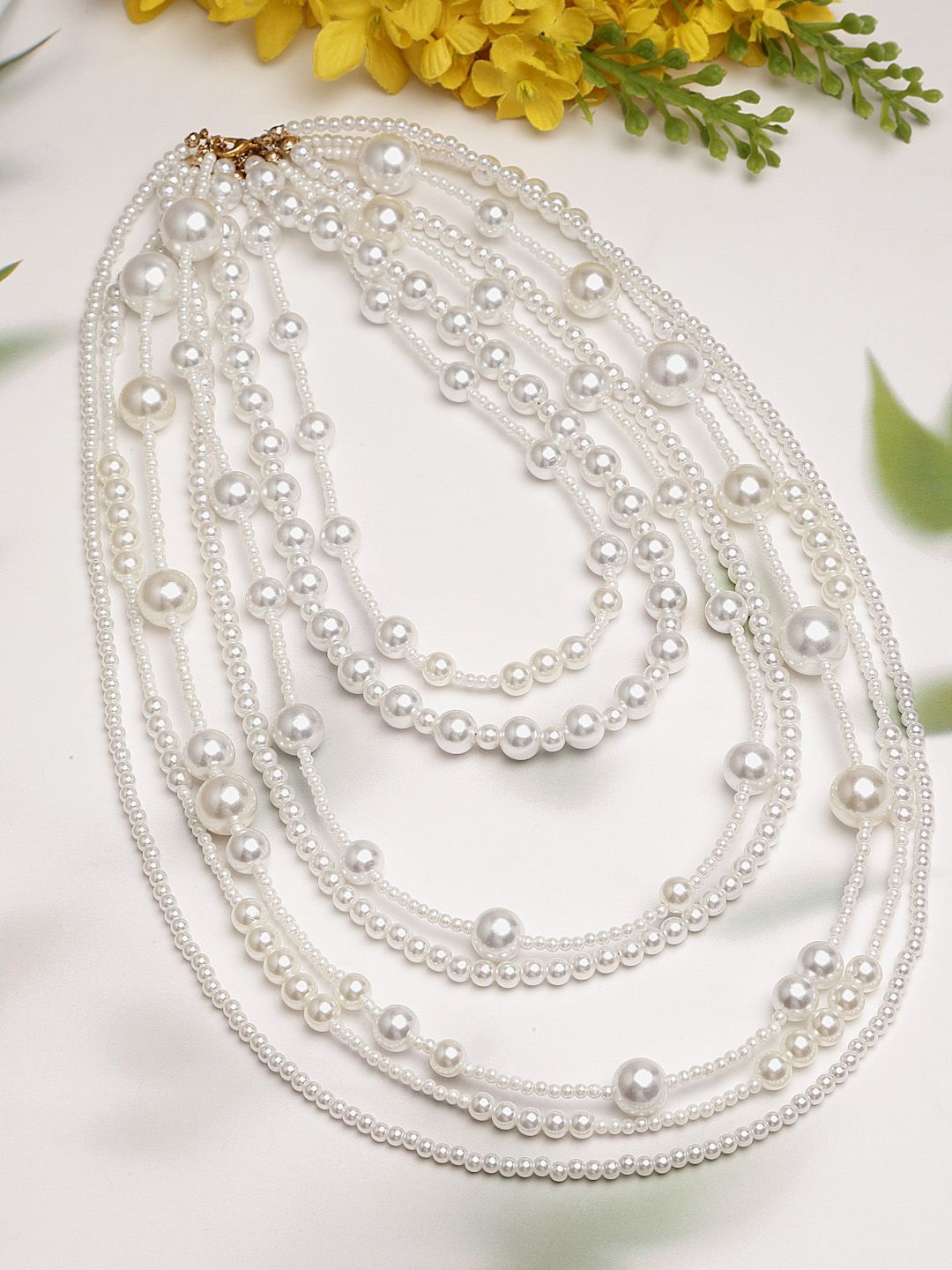 

Sanjog Gold-Plated Pearls Beaded Multi-Layered Necklace