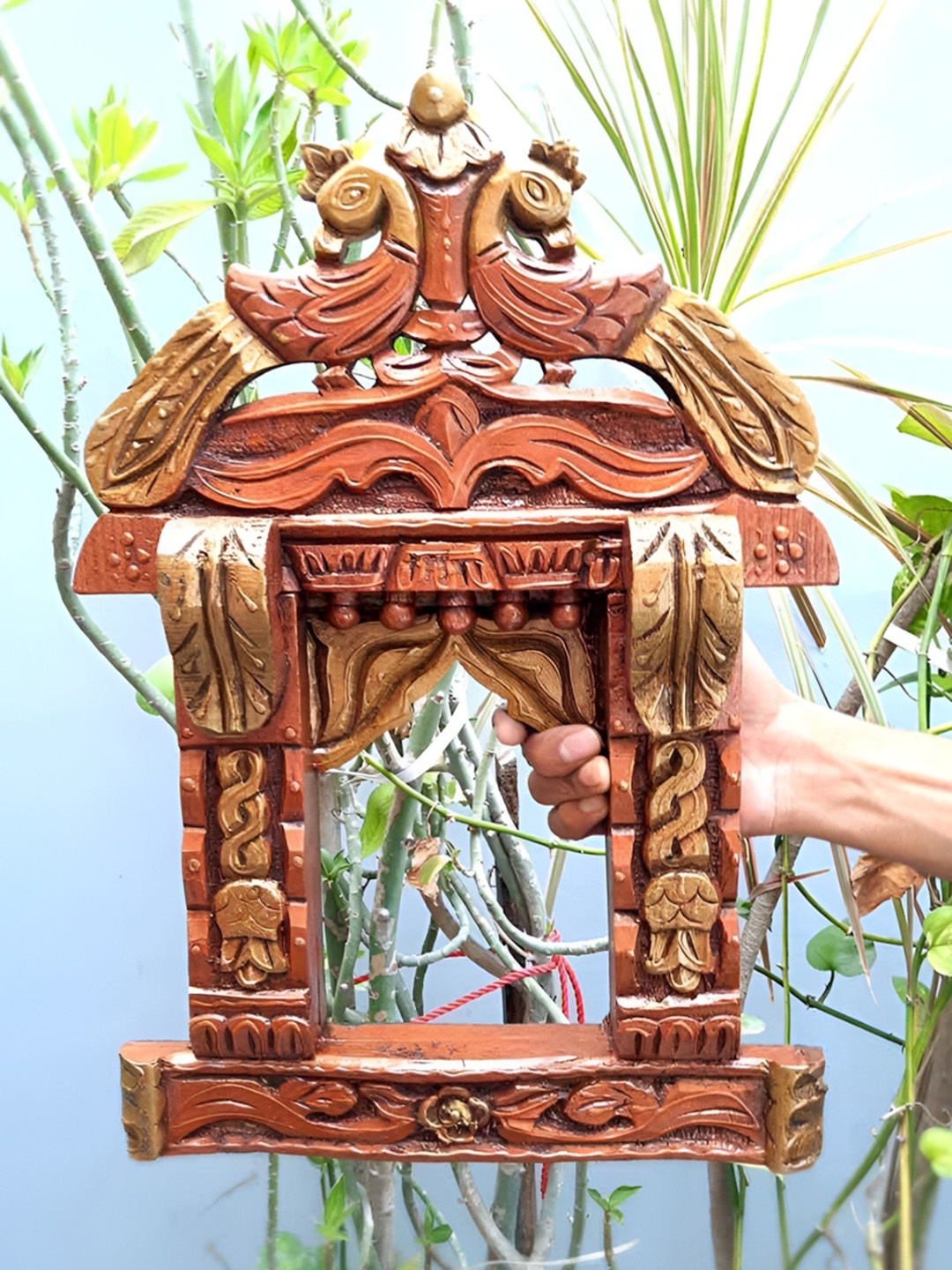 

apka mart Brown Textured Wooden Jharokha Wall Decor