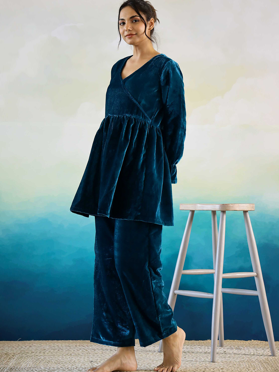 

FLAVIA CREATION Super Soft Woollen Night Suit, Teal