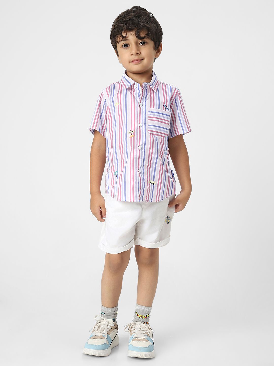 

Nauti Nati Boys Striped Shirt With Shorts, White