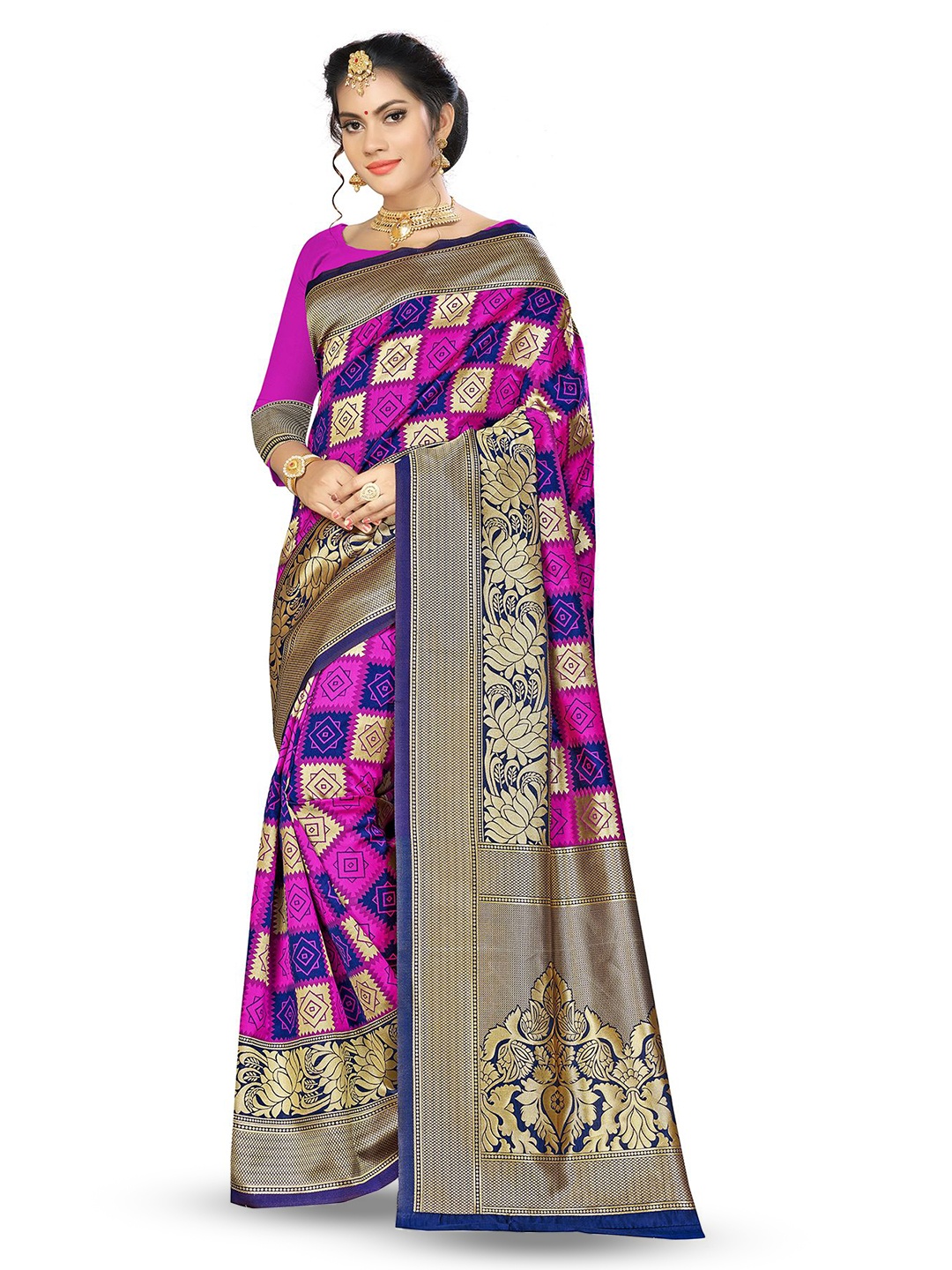 

Maroosh Ethnic Motifs Zari Banarasi Saree, Purple