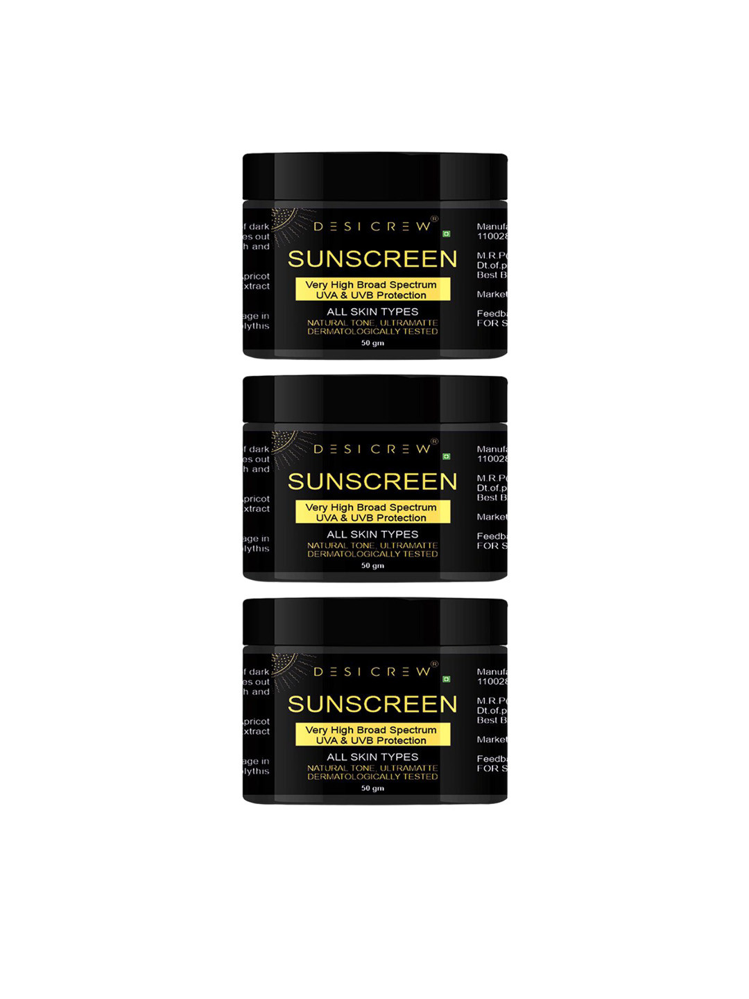 

Desi Crew Set Of 3 Sunscreen With Avocado Oil - 50 g Each, Pink