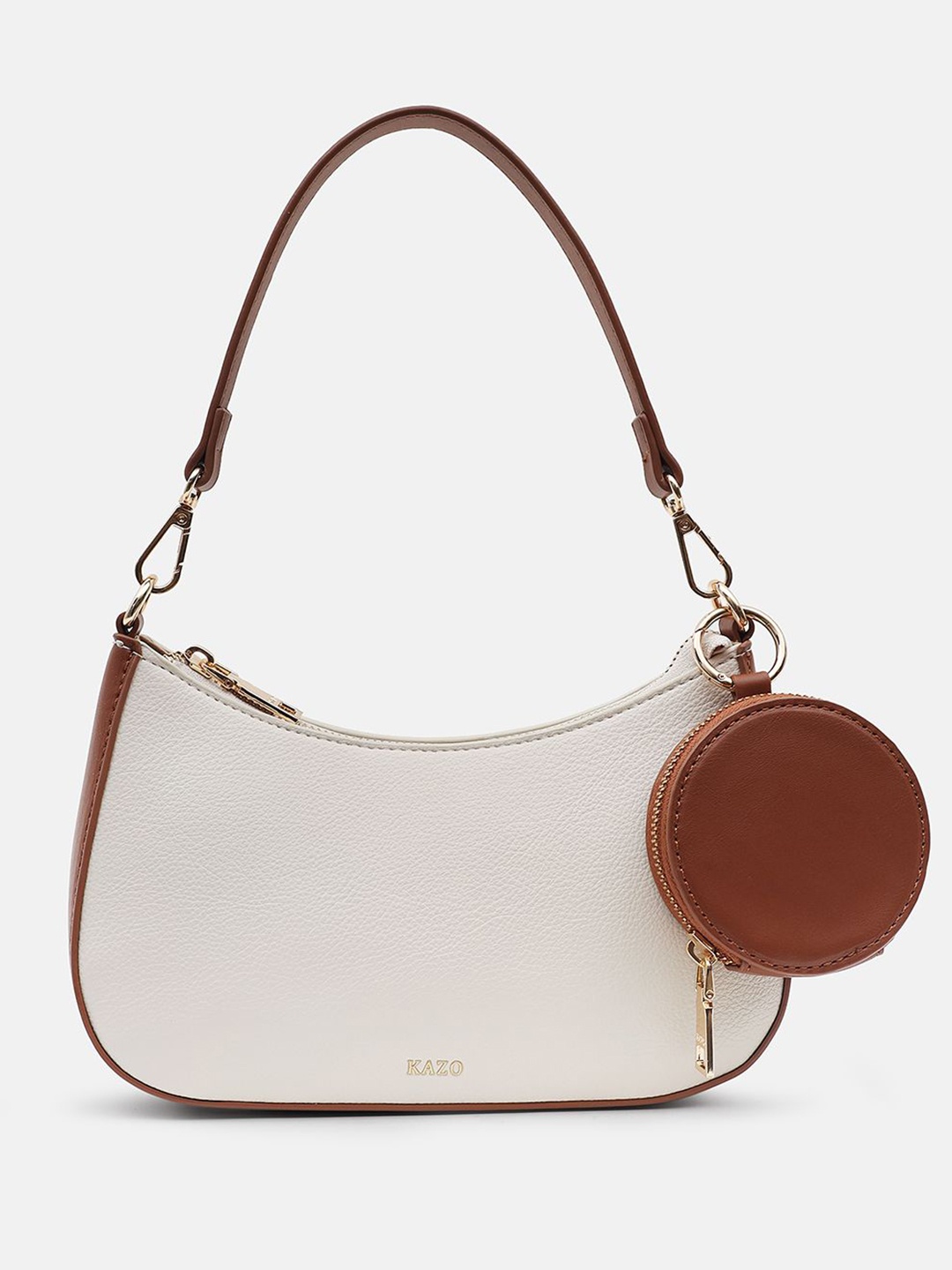 

Kazo Women Textured Shoulder Bag Comes With Pouch, Off white