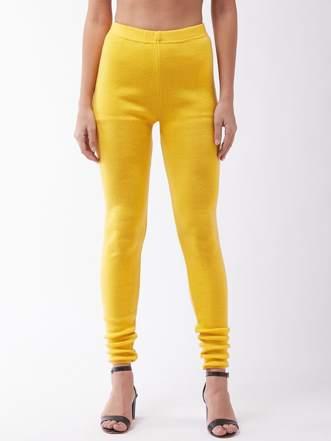 

RVK Slim fit Churidar-Length Leggings, Yellow