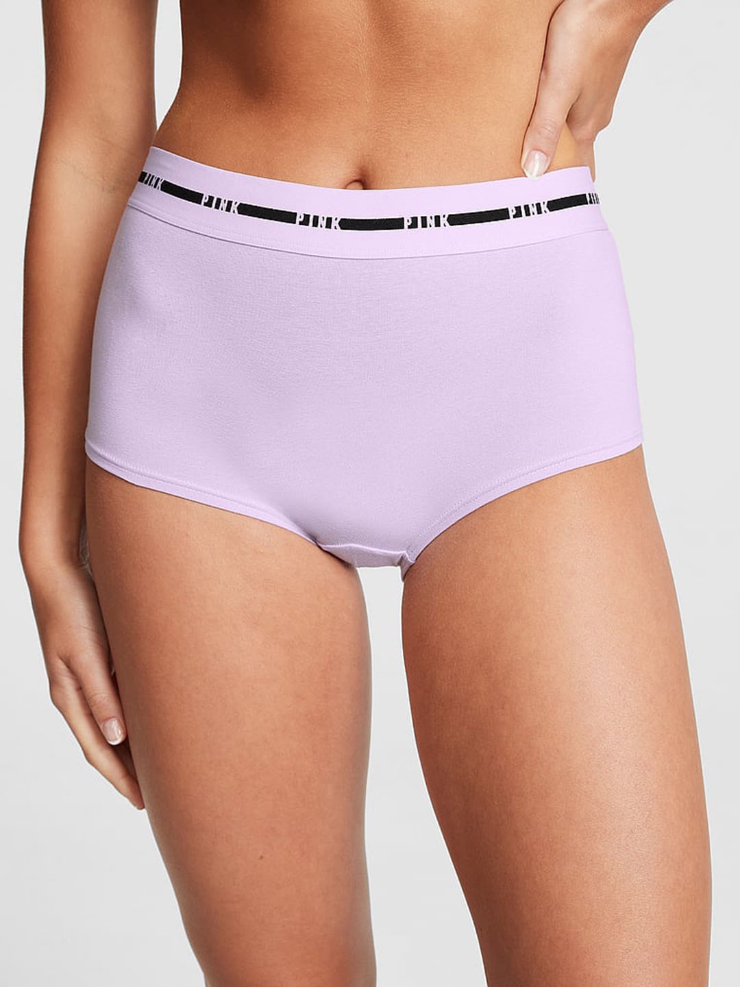 

Victoria's Secret Women PINK Logo Mid-Rise Boy short Brief, Purple