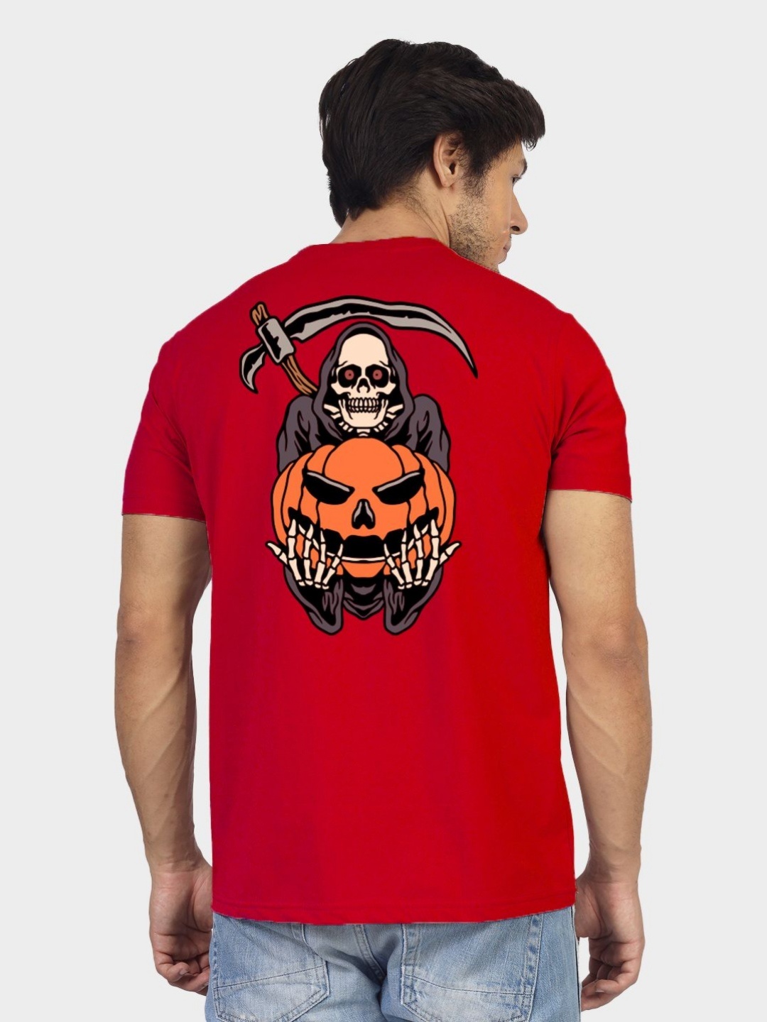 

Greylongg Men Graphic Printed Round Neck Cotton T-shirt, Red