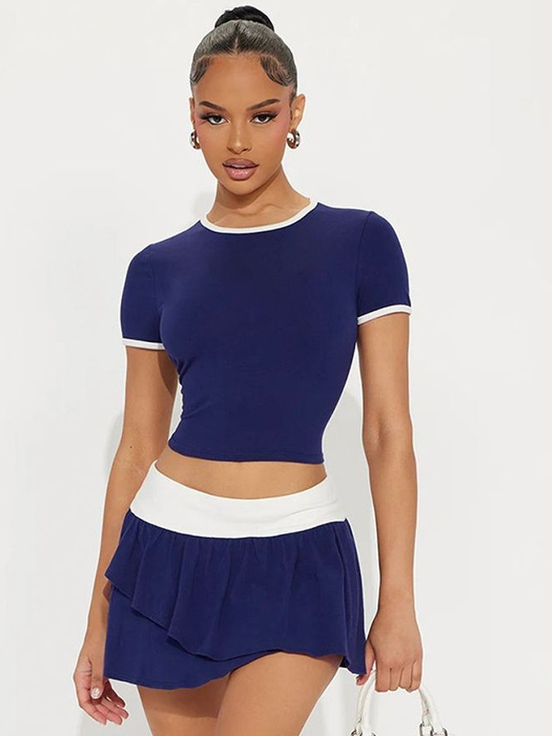 

LULU & SKY Top With Skirt Co-Ords, Navy blue